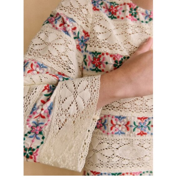 Sezane Floral Embroidered Lace Matika Blouse - Picture 3 of 16